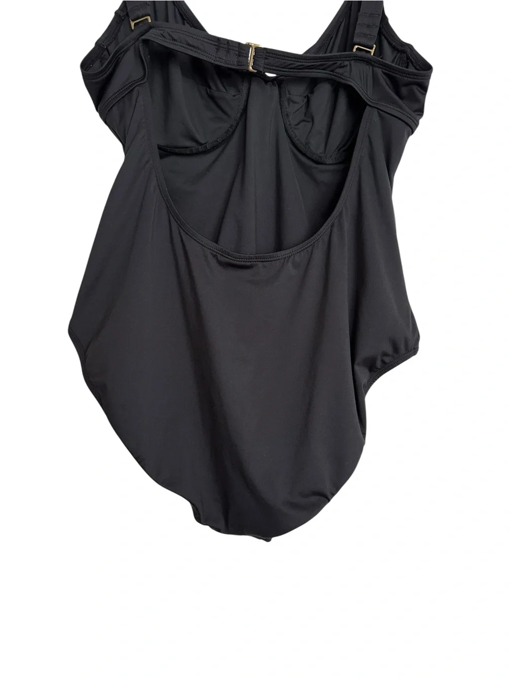 LEILANI Black One Piece Swimsuit Sz 14 Underwire Tummy Control Adjustable Straps